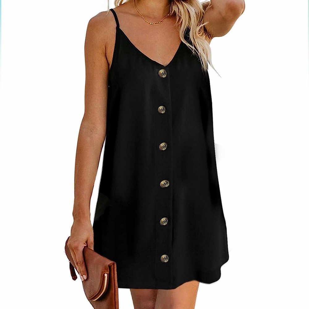 Casual Summer Little Black Dress LBD V Neck Sexy Comfortable Small S Mini
